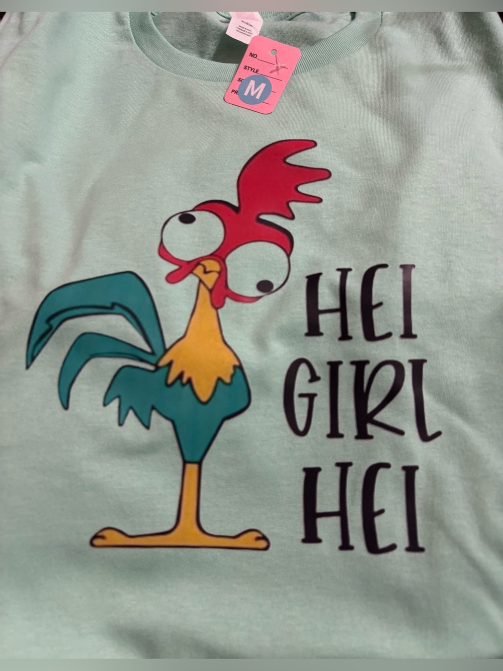 NEW Graphic Rooster Tee in Light Mint - Medium